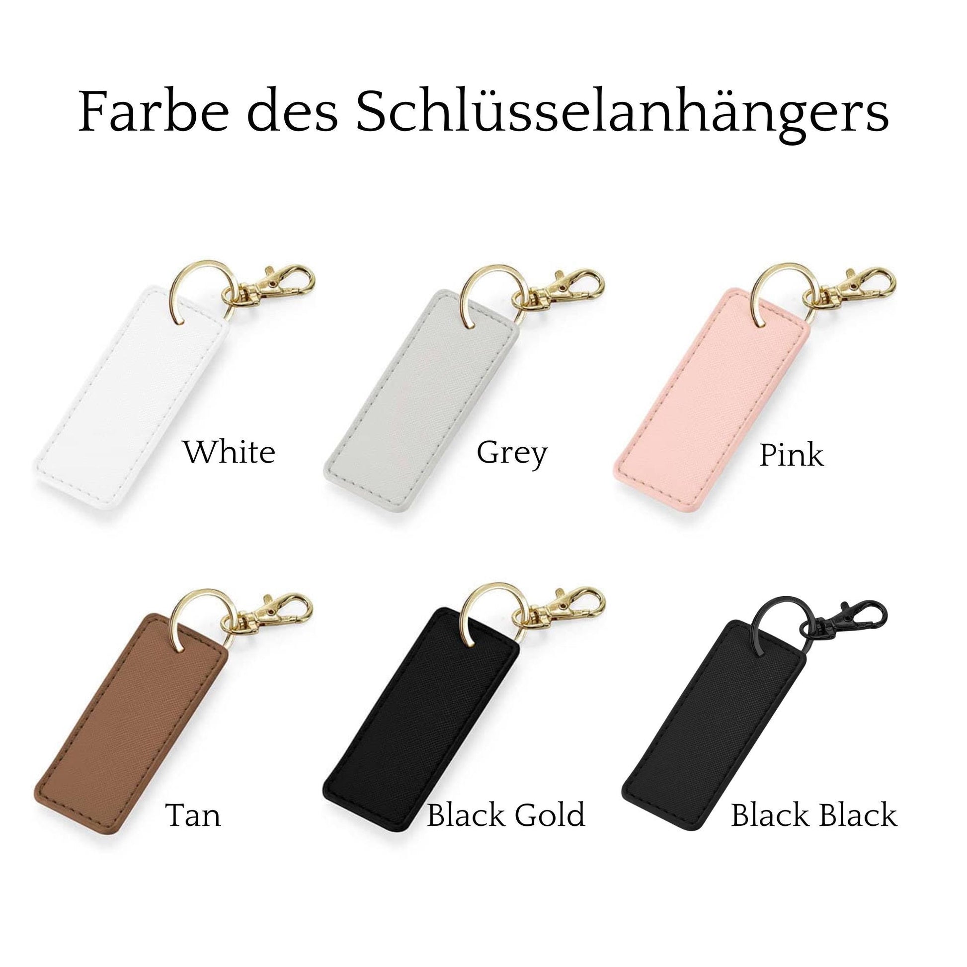 Schlüsselanhänger personalisiert mit Wunschtext - Mögliche Farben des Schlüsselanhängers